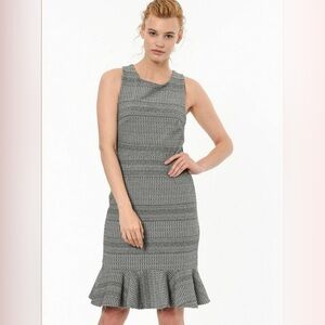 Banana Republic Black and White Patterned Midi Dress